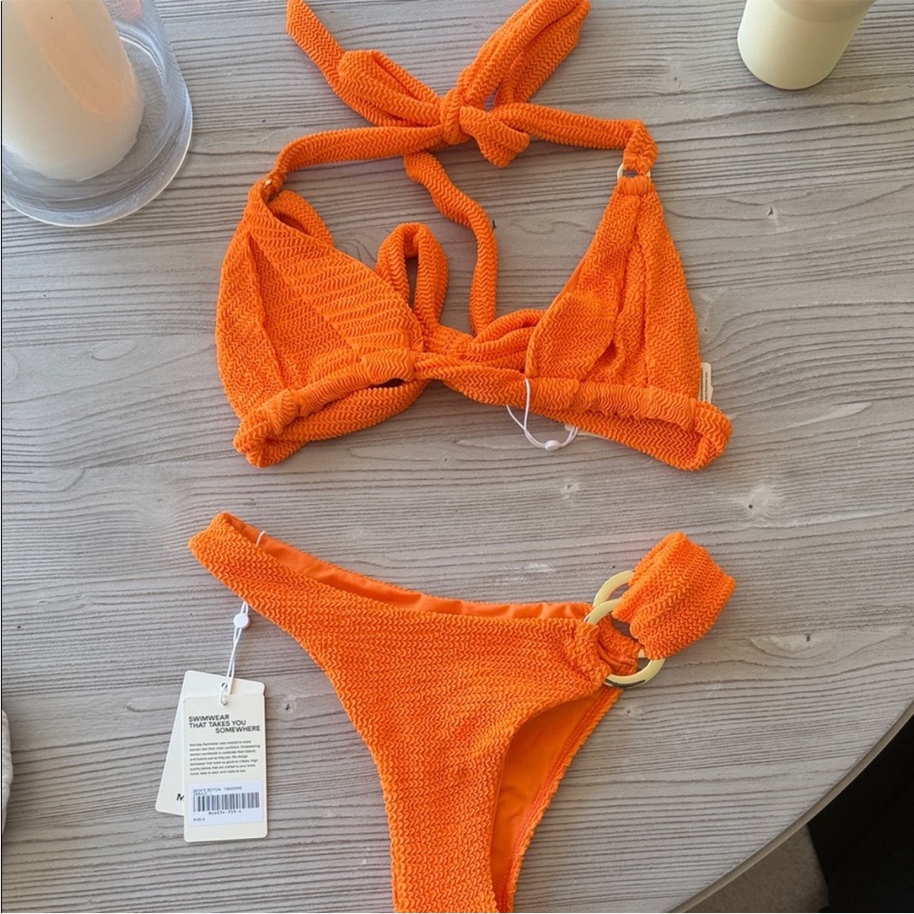 Monday Swimwear Tangerine Textured Bikini Top
